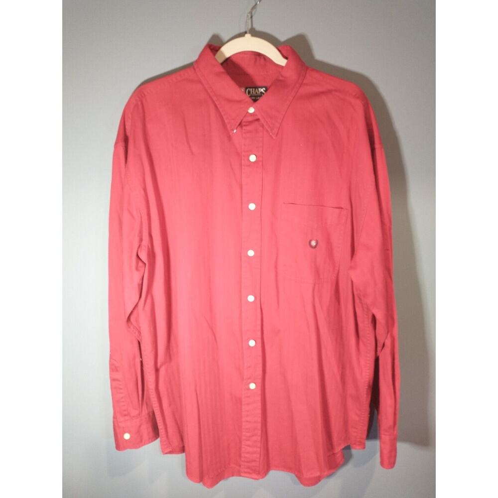 CHAPS Ralph Lauren Vintage Men's Red Long Sleeve Button Shirt Size Large XL